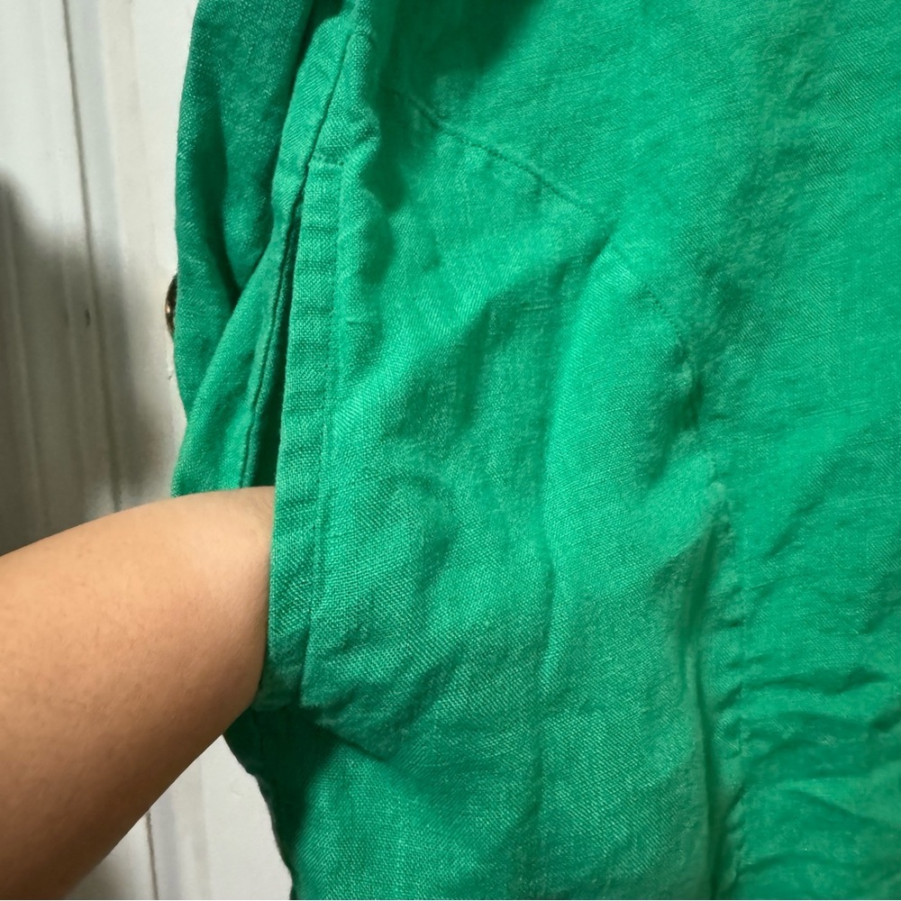 Gudrun Sjoden Green Linen Top Size Large - Picture 2 of 8